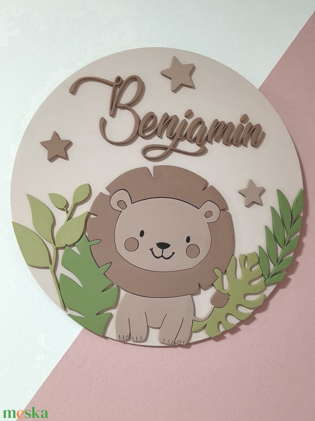 Oroszlán N�vtáblája  - baba - mama - babaszoba dekoráció - gyerek névtábla - Meska.hu