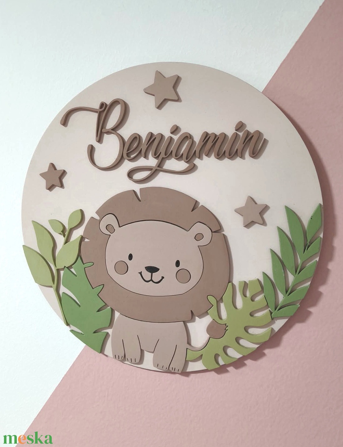 Oroszlán N�vtáblája  - baba - mama - babaszoba dekoráció - gyerek névtábla - Meska.hu