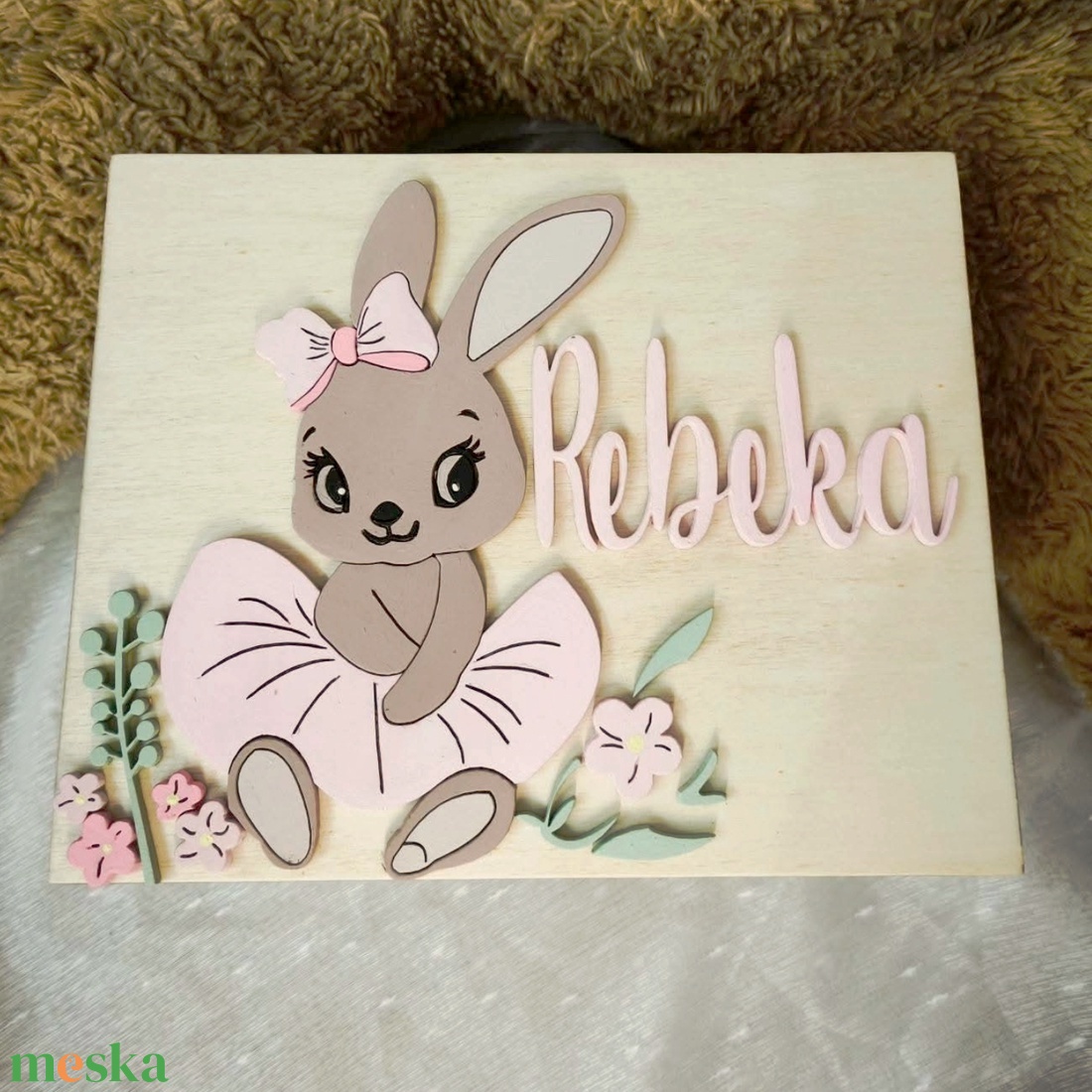 Nyuszi emlékgyűjtő doboza - baba - mama - babaemlékek - baba emlékőrző - Meska.hu