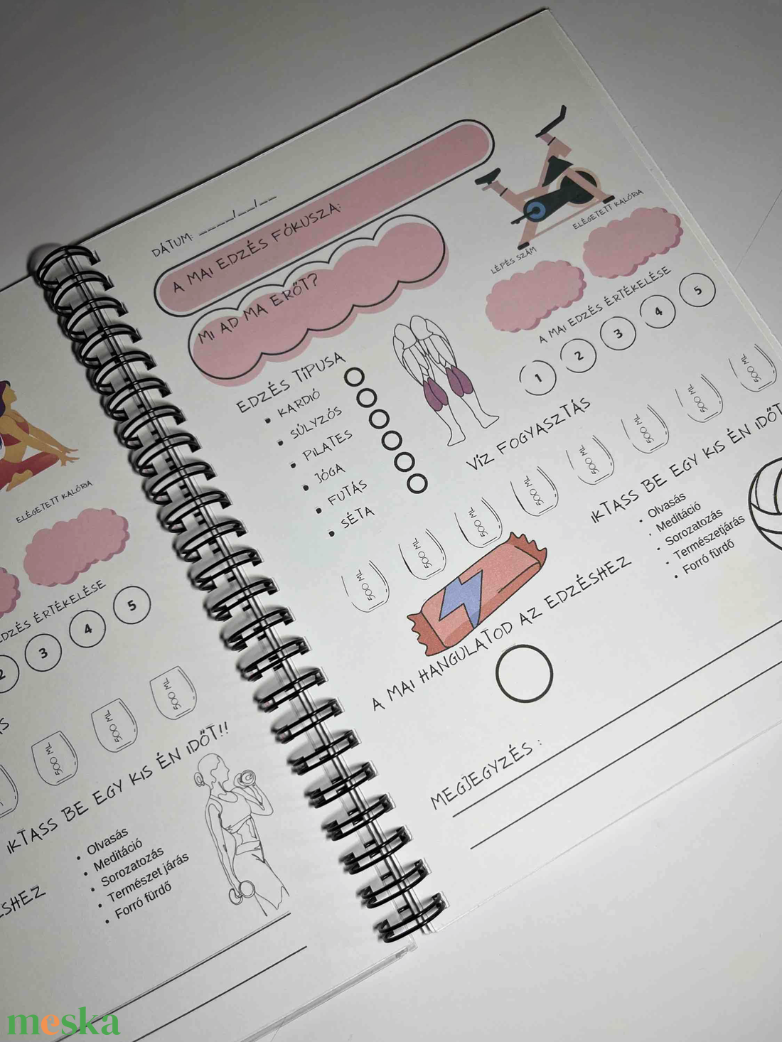 Edzésnapló - otthon & életmód - papír, írószer - jegyzetfüzet & napló - Meska.hu