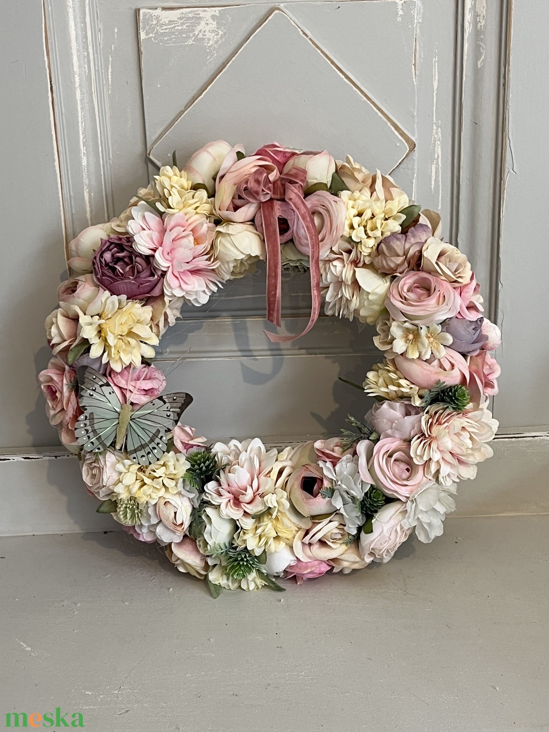 Tavaszi csupavirág kopogtató - otthon & életmód - virágdekoráció - virágdíszek - dekor koszorúk, kopogtatók - Meska.hu