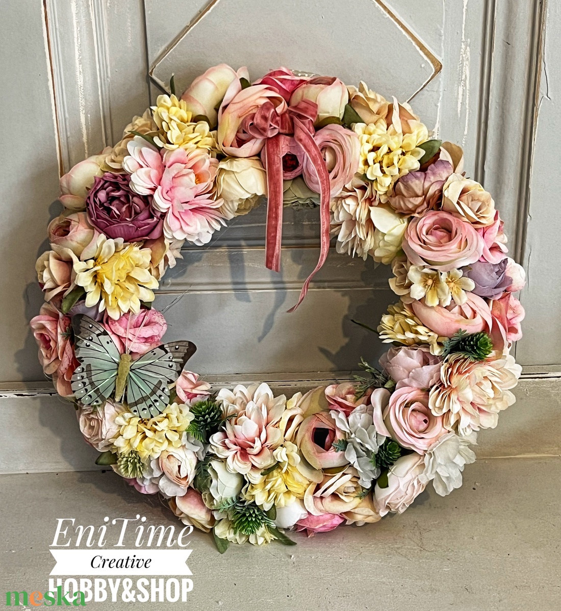 Tavaszi csupavirág kopogtató - otthon & életmód - virágdekoráció - virágdíszek - dekor koszorúk, kopogtatók - Meska.hu