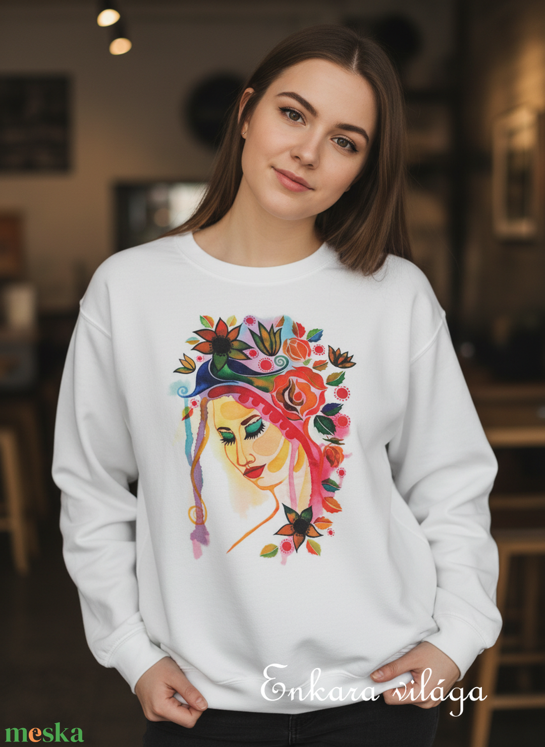 Női pulóver egyedi mintával S méret - ruha & divat - női ruha - pulóver - Meska.hu