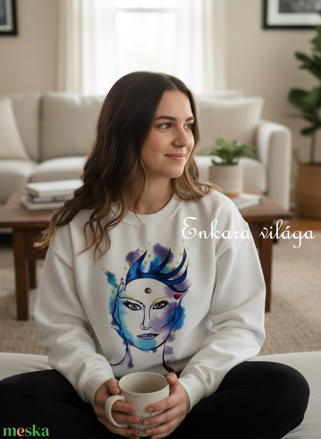 Női pulóver egyedi mintával M méret - ruha & divat - női ruha - pulóver - Meska.hu