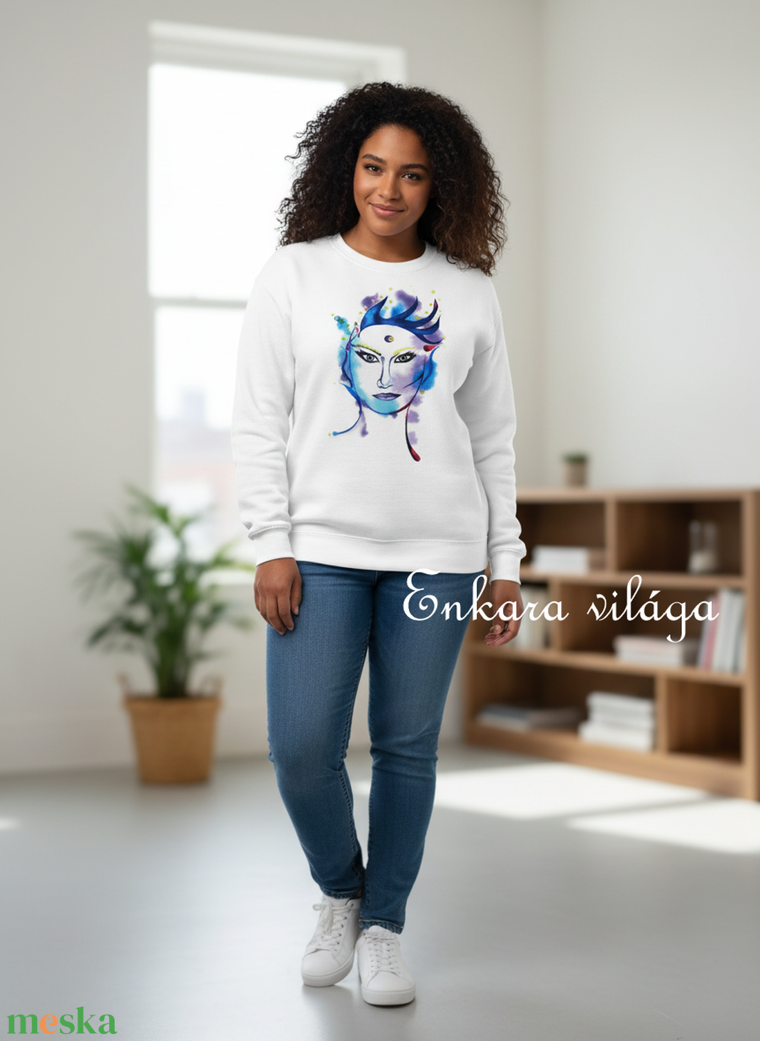 Női pulóver egyedi mintával M méret - ruha & divat - női ruha - pulóver - Meska.hu