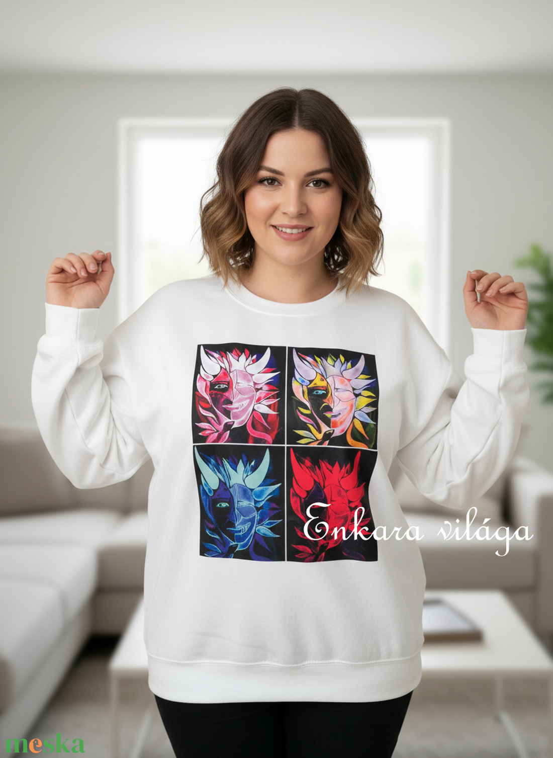 Női pulóver egyedi mintával XL méret - ruha & divat - női ruha - pulóver - Meska.hu