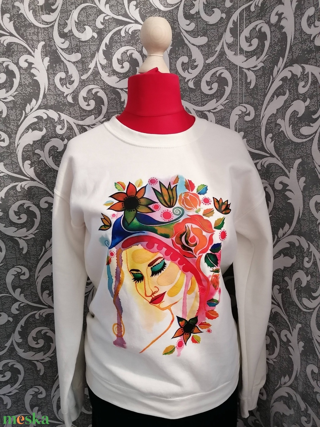 Női pulóver egyedi mintával S méret - ruha & divat - női ruha - pulóver - Meska.hu