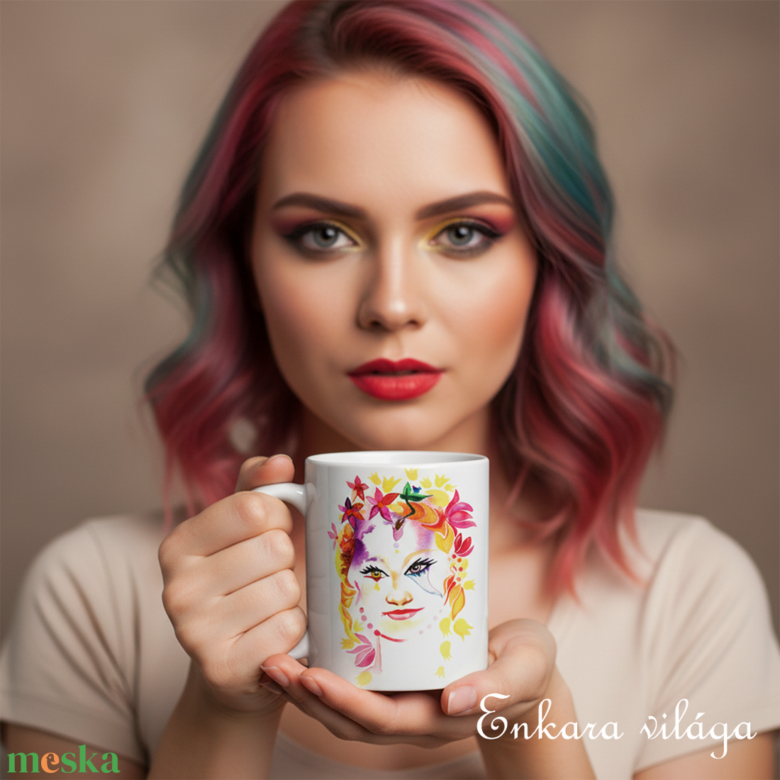 Flóra bögre idézettel - 3. - otthon & életmód - konyhafelszerelés, tálalás - tálalás - bögre & csésze - Meska.hu