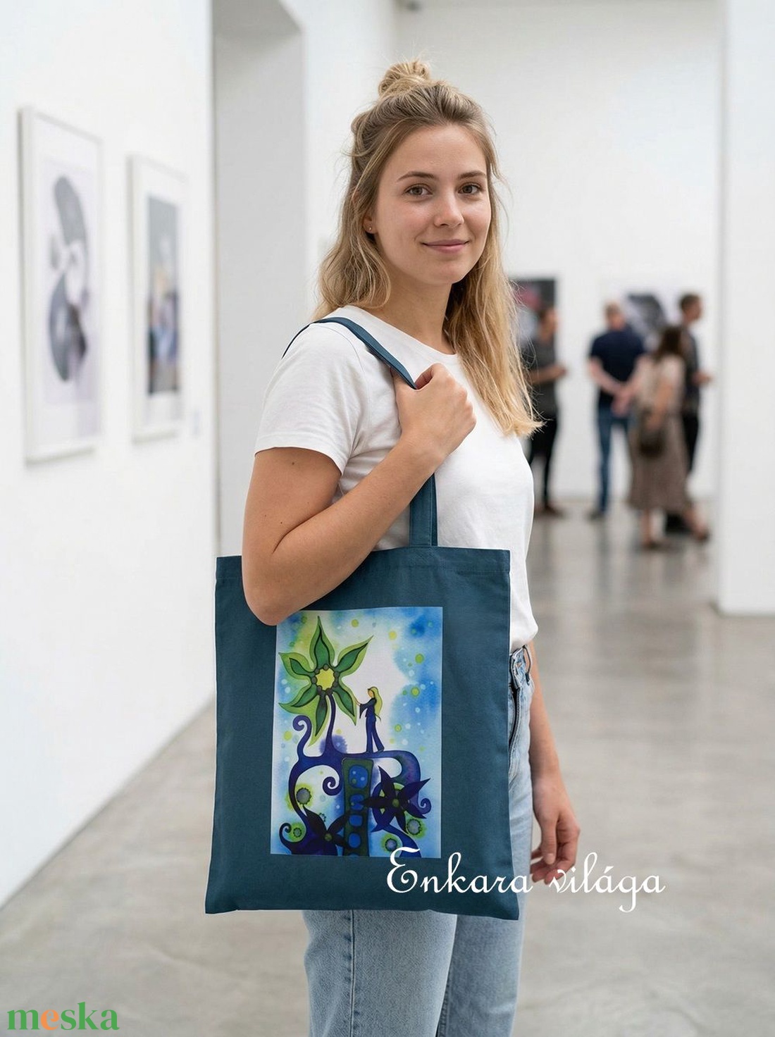 A sarkon túli Édenkert - Vászon bevásárló táska, kék - táska & tok - bevásárlás & shopper táska - shopper, textiltáska, szatyor - Meska.hu