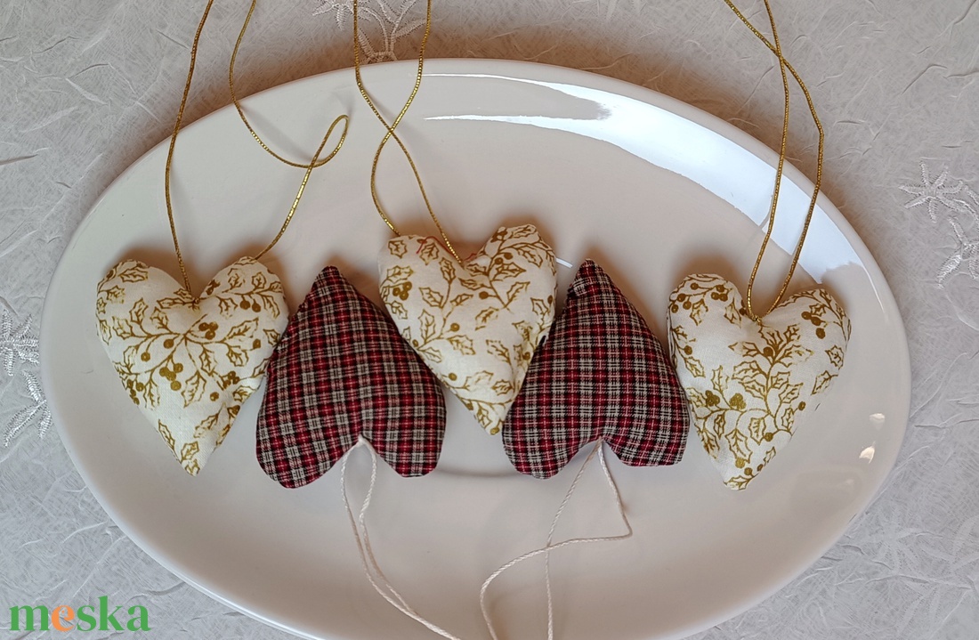 Szív 5 db egy csomagban 6 cm  - karácsony - adventi díszek - adventi ablakdekoráció - Meska.hu
