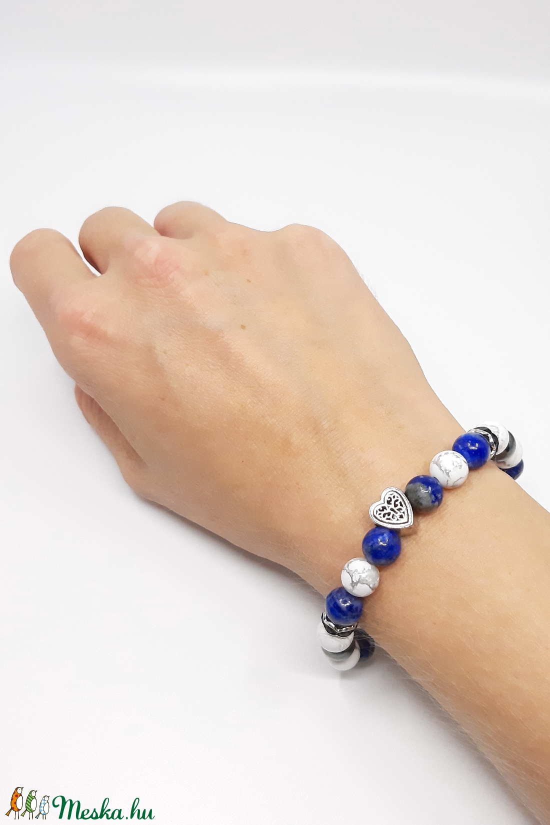 Howlit hematit lapis lazuli ásvány karkötő -  - Meska.hu
