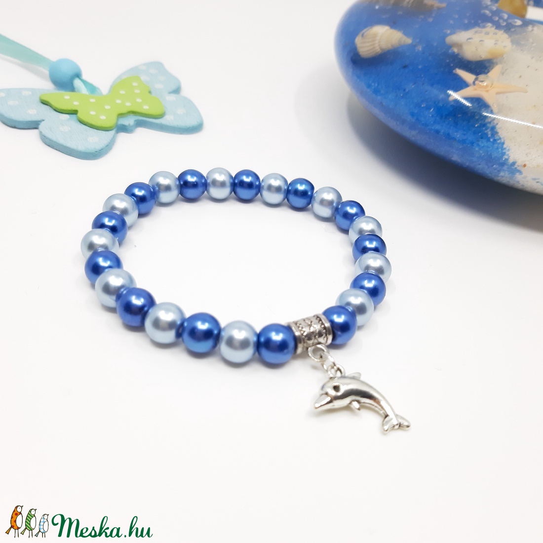 Gyöngy karkötő delfin medállal - - Meska.hu Gyöngy karkötő delfin medállal - - Meska.hu
