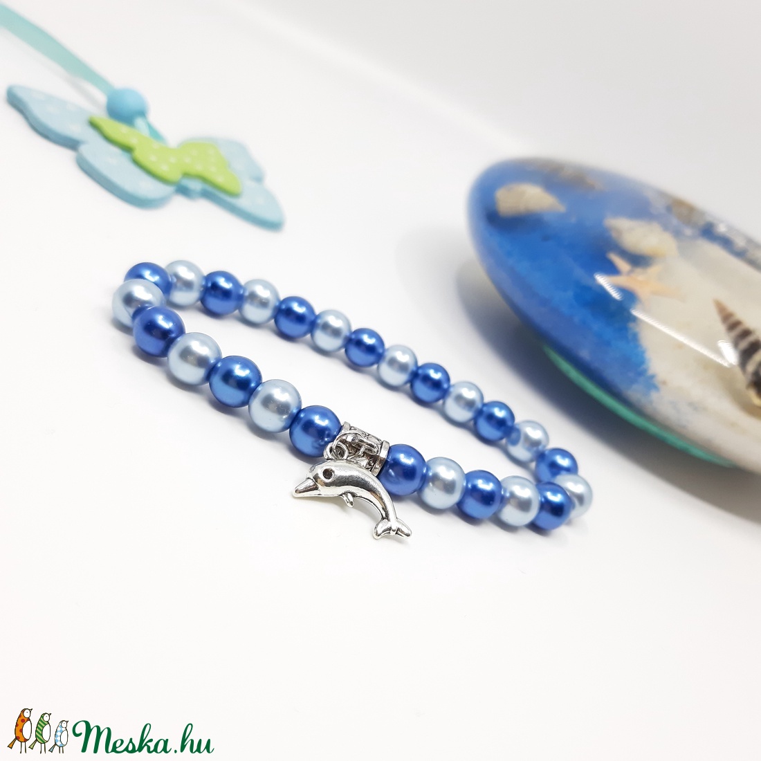 Gyöngy karkötő delfin medállal - - Meska.hu Gyöngy karkötő delfin medállal - - Meska.hu