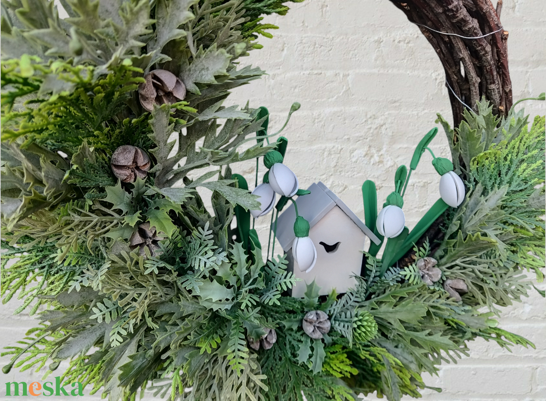 Hóvirágos , tavaszváró ajtódísz  - otthon & életmód - dekoráció - ajtó- és ablak dekoráció - ajtódísz & kopogtató - Meska.hu