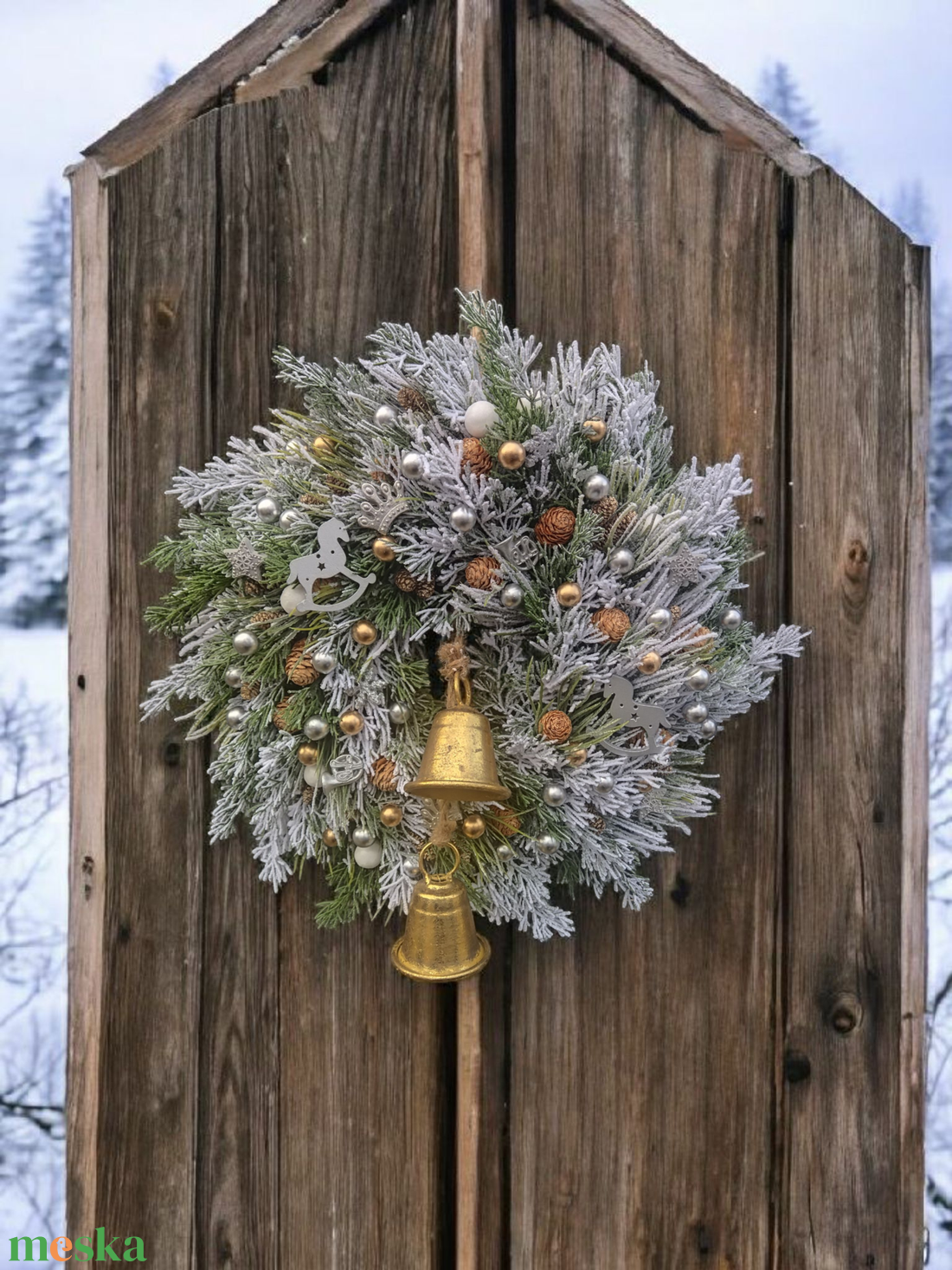 Havas, karácsonyi ajtódísz  - karácsony - karácsonyi lakásdekoráció - karácsonyi ajtódíszek - Meska.hu