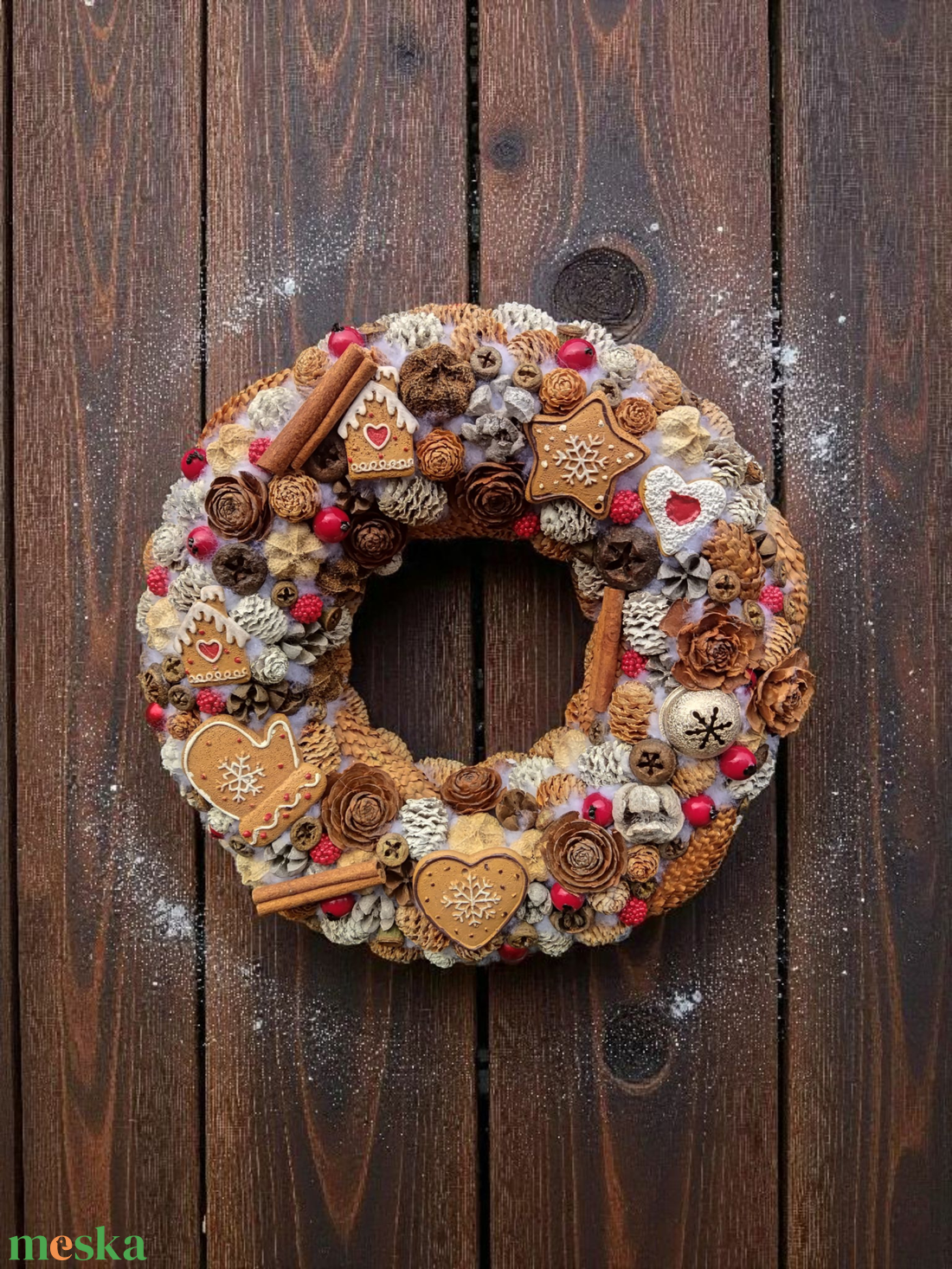 Mézeskalácsos ajtódísz  - karácsony - karácsonyi lakásdekoráció - karácsonyi ajtódíszek - Meska.hu