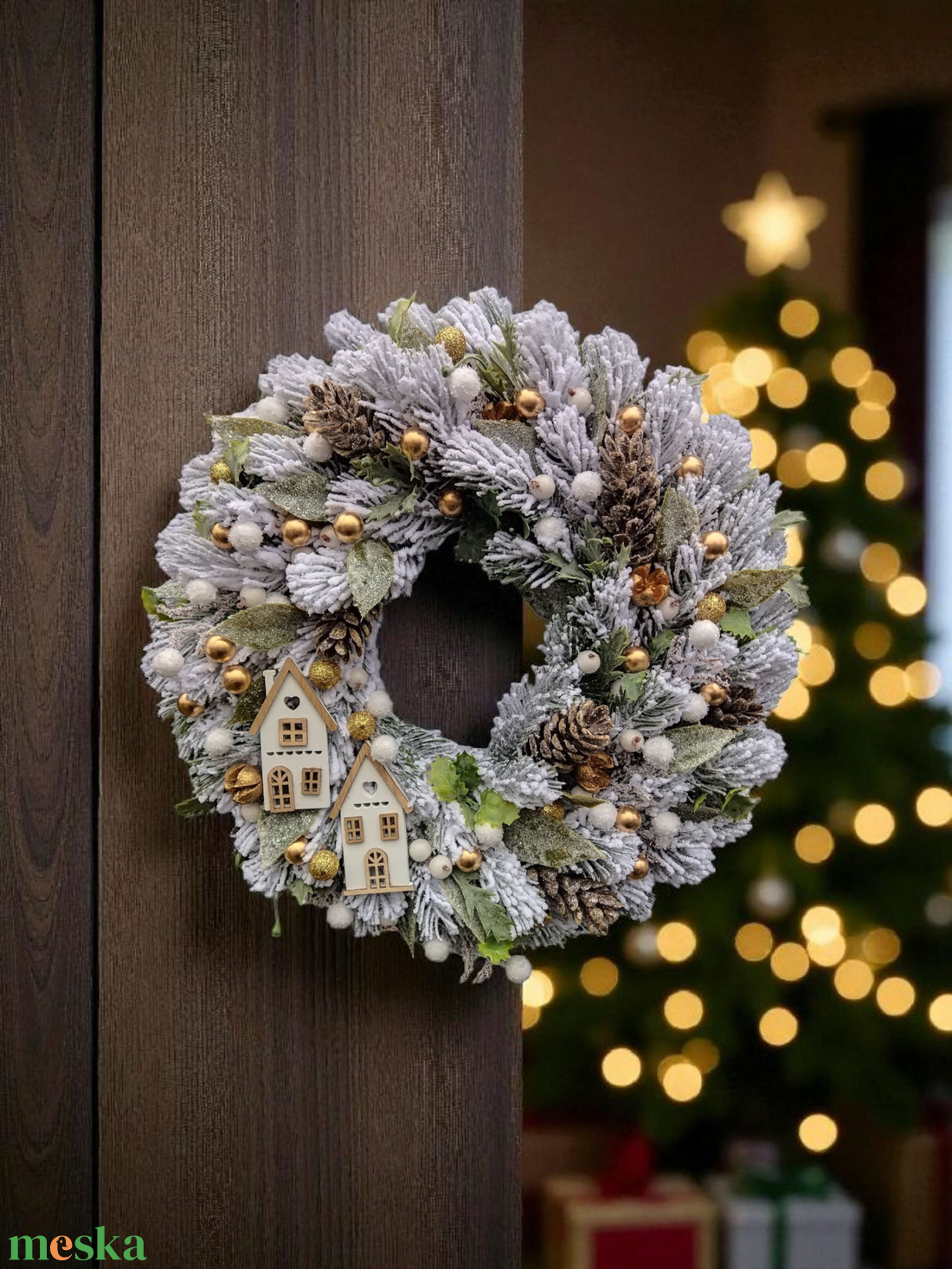 Téli ajtódísz  - karácsony - karácsonyi lakásdekoráció - karácsonyi ajtódíszek - Meska.hu