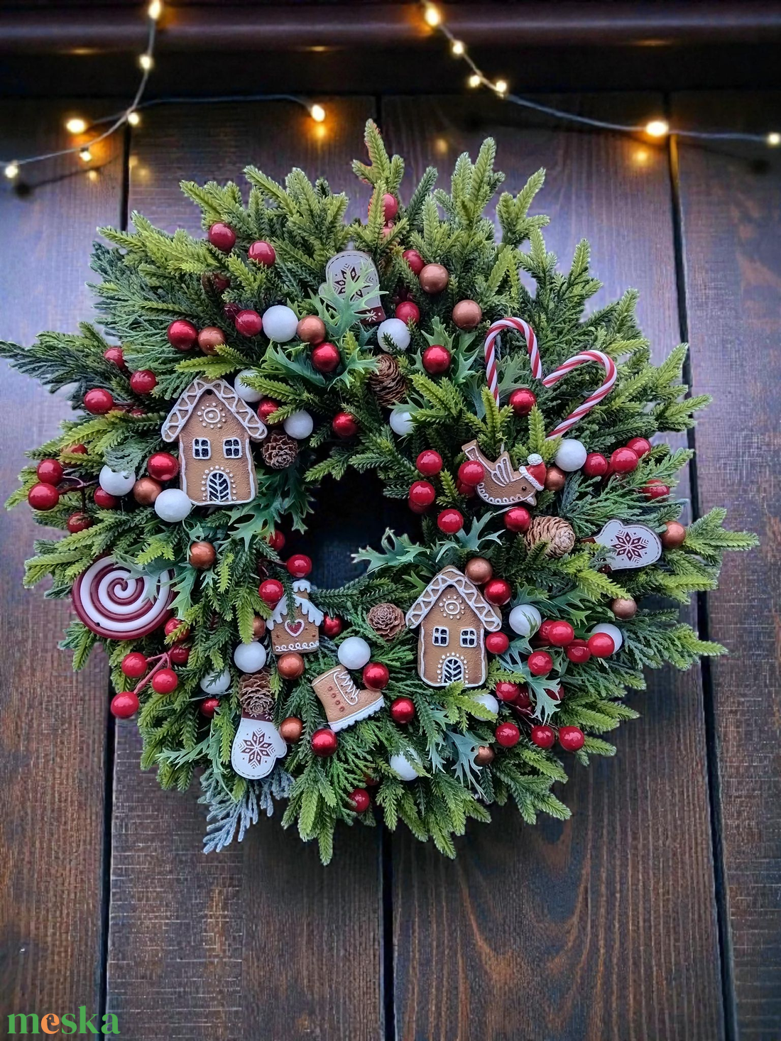 Mézeskalácsos ajtódísz  - karácsony - karácsonyi lakásdekoráció - karácsonyi ajtódíszek - Meska.hu