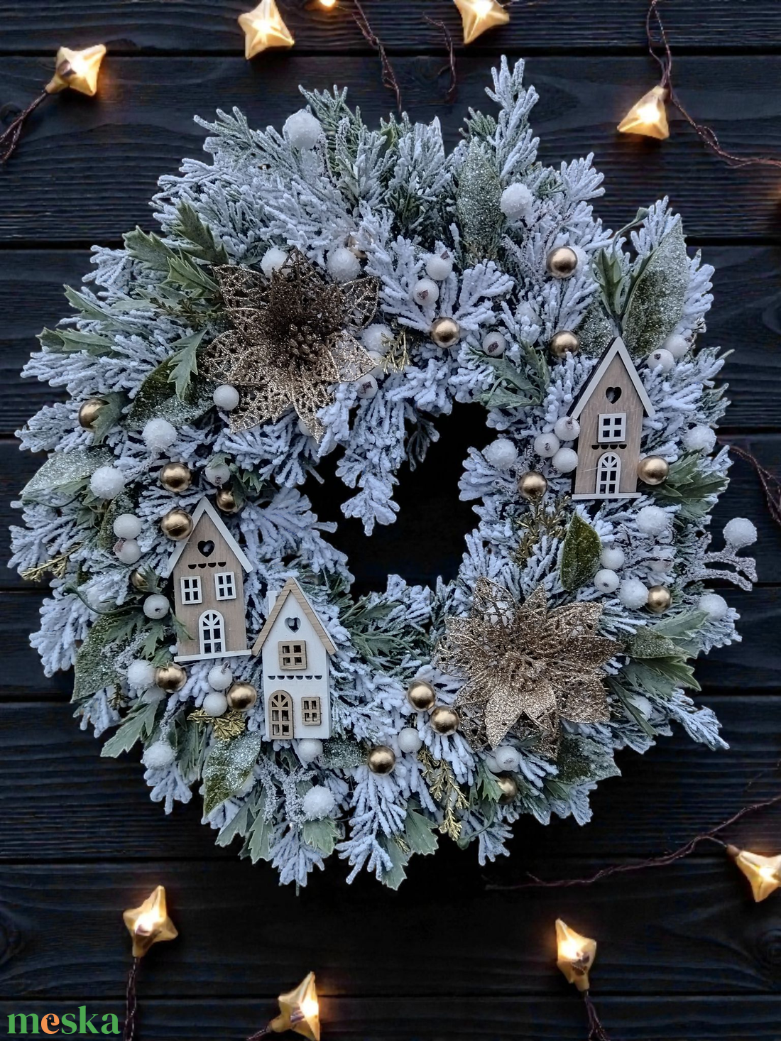 Téli ajtódísz  - karácsony - karácsonyi lakásdekoráció - karácsonyi ajtódíszek - Meska.hu