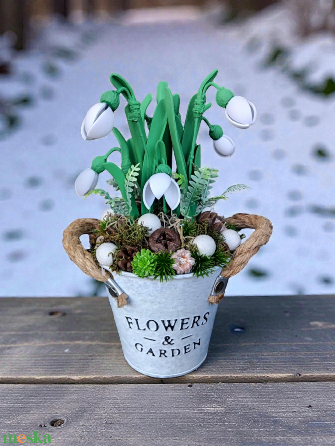 Hóvirágos , tavaszváró asztaldísz  - otthon & életmód - dekoráció - asztal és polc dekoráció - asztaldísz - Meska.hu