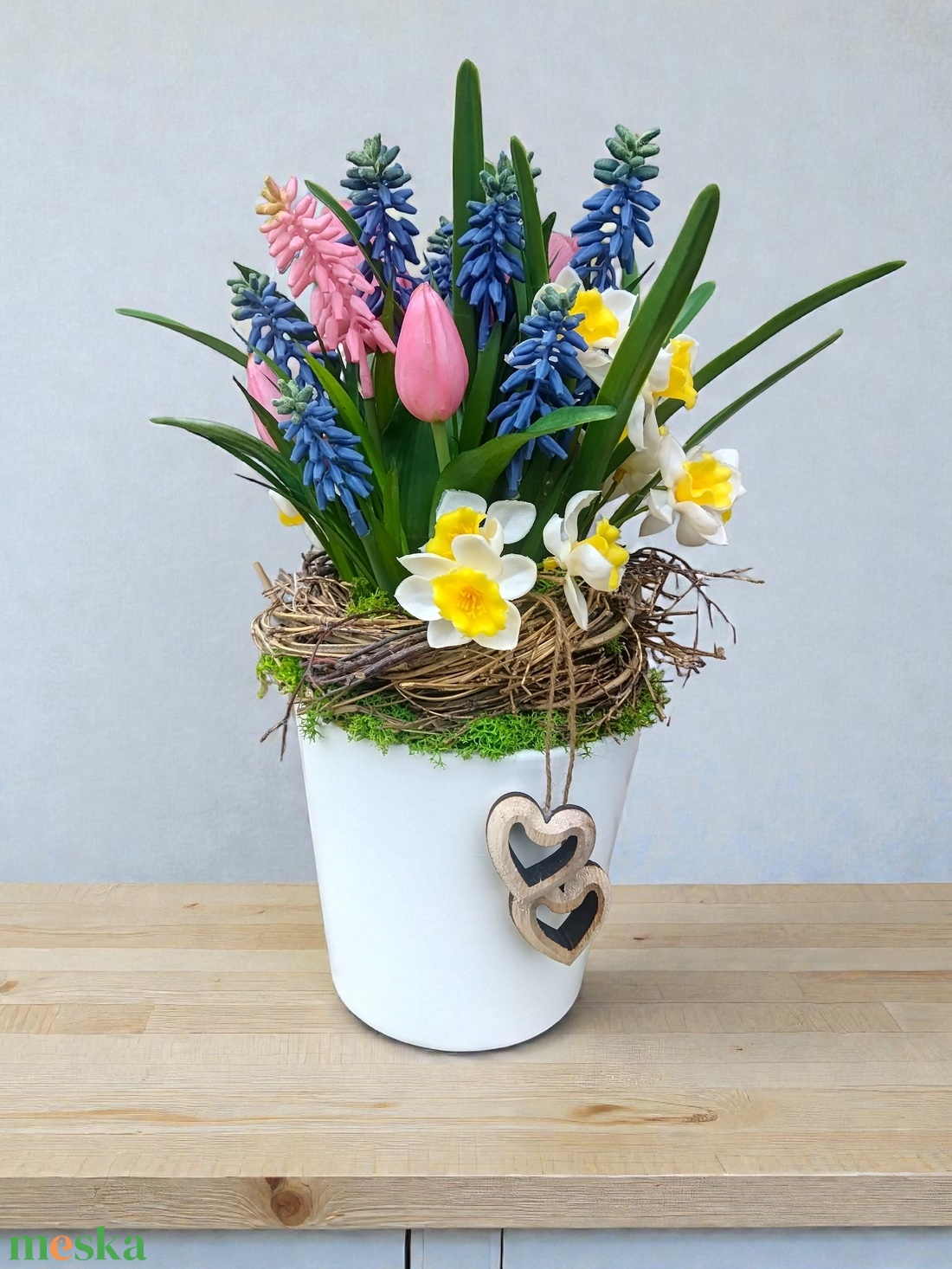 Tavaszi kompozíció , asztaldísz  - otthon & életmód - dekoráció - asztal és polc dekoráció - asztaldísz - Meska.hu