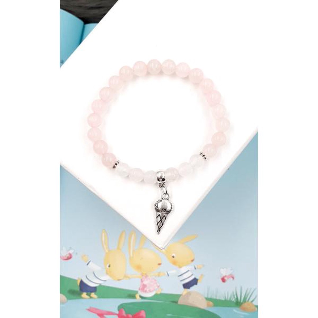 Fagyi medálos rózsakvarc karkötő -  - Meska.hu Fagyi medálos rózsakvarc karkötő -  - Meska.hu