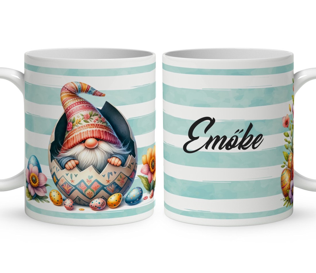 Névvel kérhető - Húsvéti manó virágokkal mintás bögre - otthon & életmód - konyhafelszerelés, tálalás - tálalás - bögre & csésze - Meska.hu
