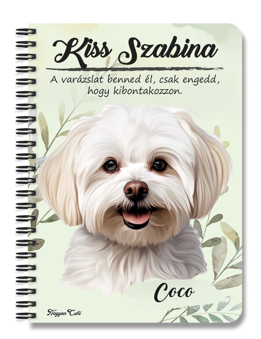 Személyre szabható - Máltai selyemkutya portré mintás A6-os füzet - otthon & életmód - papír, írószer - jegyzetfüzet & napló - Meska.hu