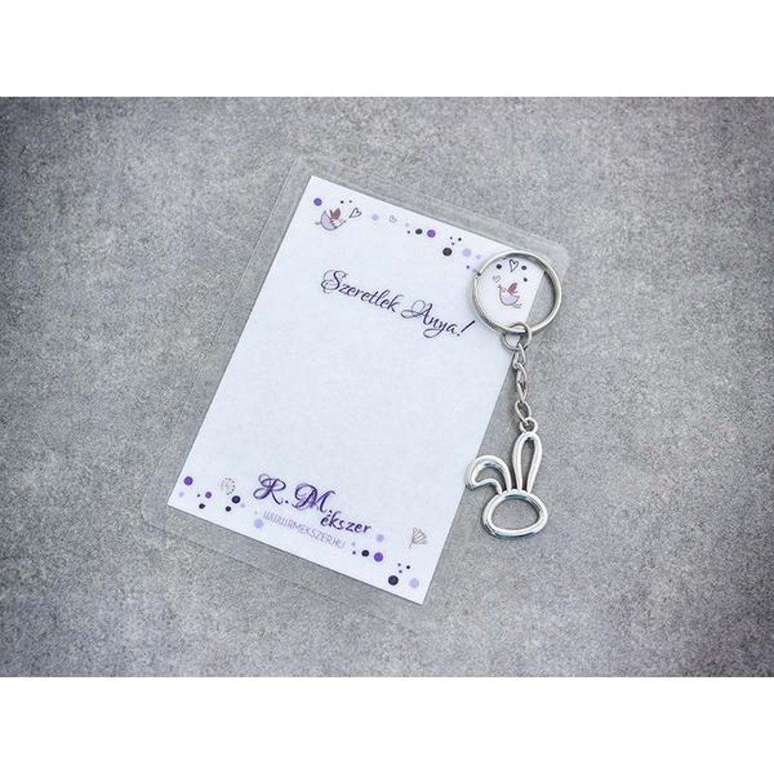 Szeretlek Anya egyszerű nyuszi medálos kulcstartó - táska & tok - kulcstartó & táskadísz - kulcstartó - Meska.hu