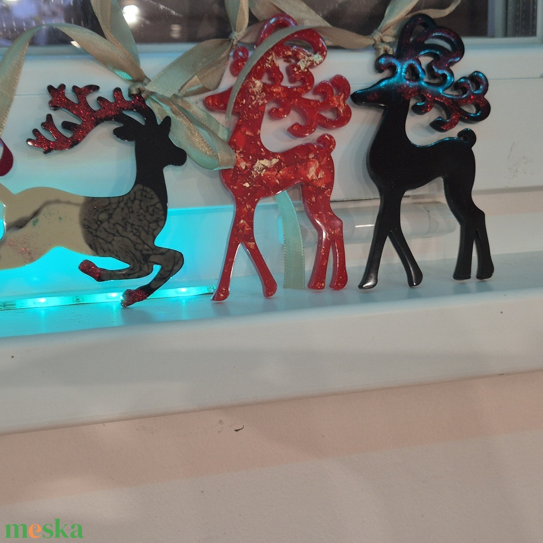 Karácsonyi rénszarvasok - karácsony - adventi díszek - adventi ablakdekoráció - Meska.hu