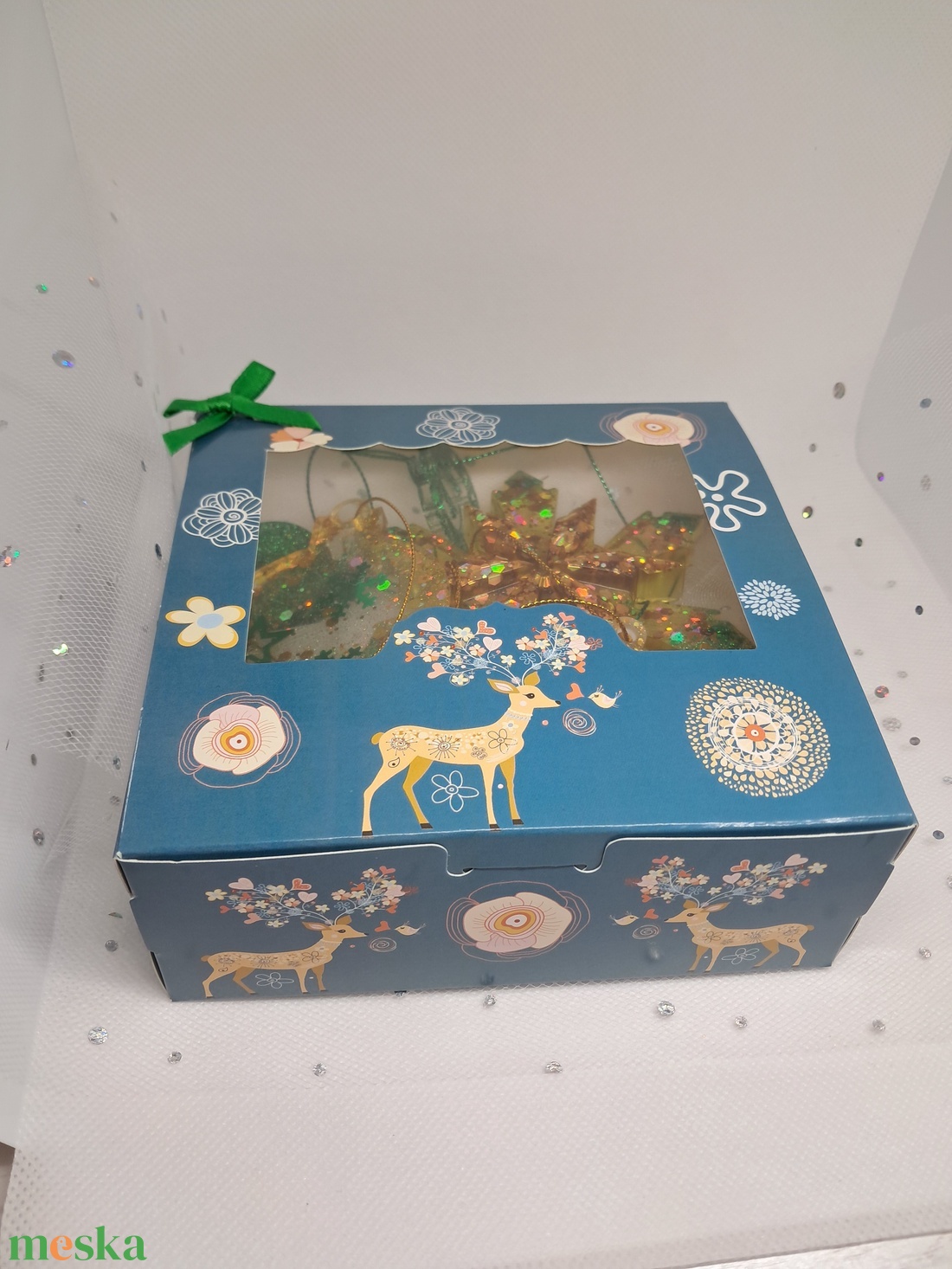 Arany Smaragdzöld karácsonyfadísz szett - karácsony - karácsonyi lakásdekoráció - karácsonyfadíszek - Meska.hu