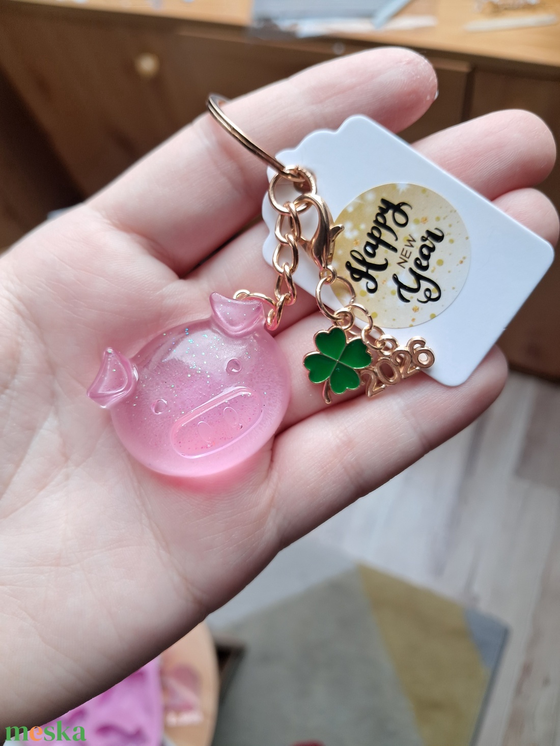 Újévi malacka kulcstartó - táska & tok - kulcstartó & táskadísz - kulcstartó - Meska.hu