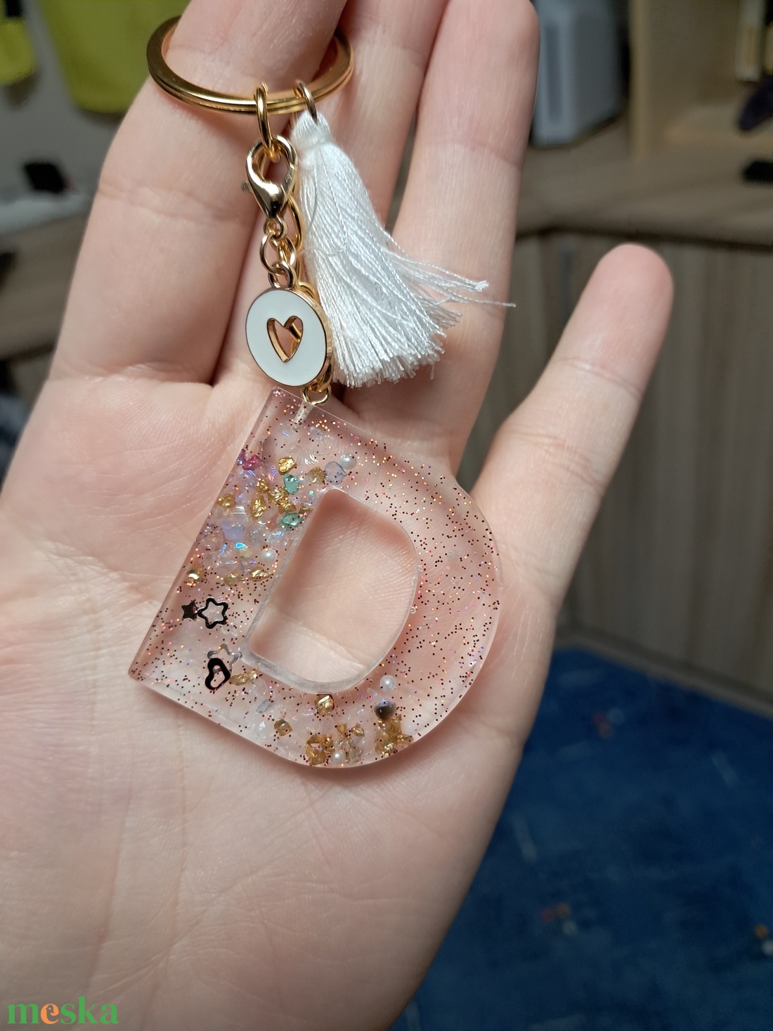 D betű (nőnap valentin) - táska & tok - kulcstartó & táskadísz - kulcstartó - Meska.hu