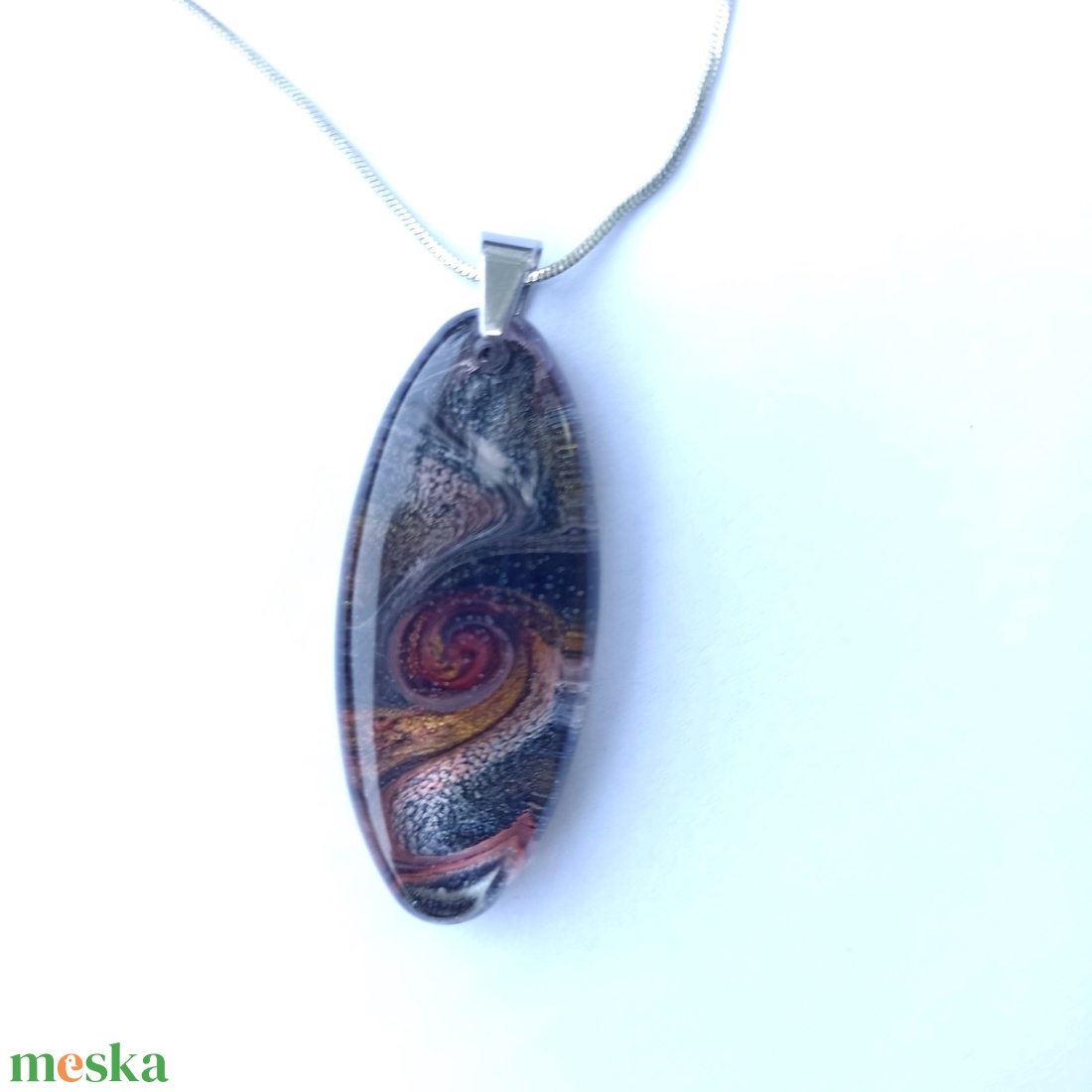 Sólyomszem epoxi medálos nyaklánc - ékszer - nyaklánc - medálos nyaklánc - Meska.hu