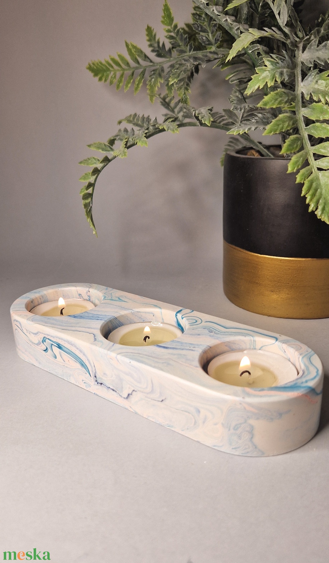 Jesmonite kezdő csomag, 3-as teamécses tartó, DIY, csináld magad csomag - diy (csináld magad) - egységcsomag - Meska.hu