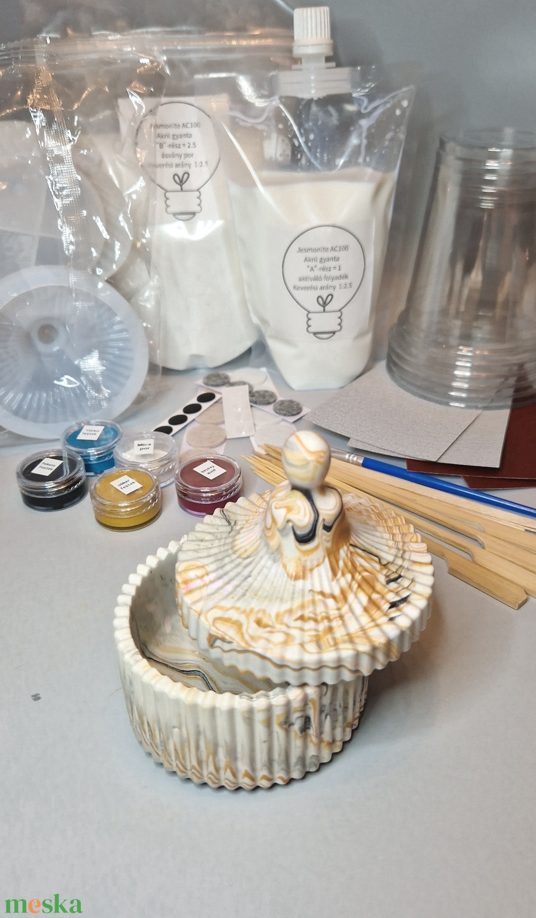 Jesmonite kezdő csomag, ékszertartó, DIY, csináld magad csomag - diy (csináld magad) - egységcsomag - Meska.hu