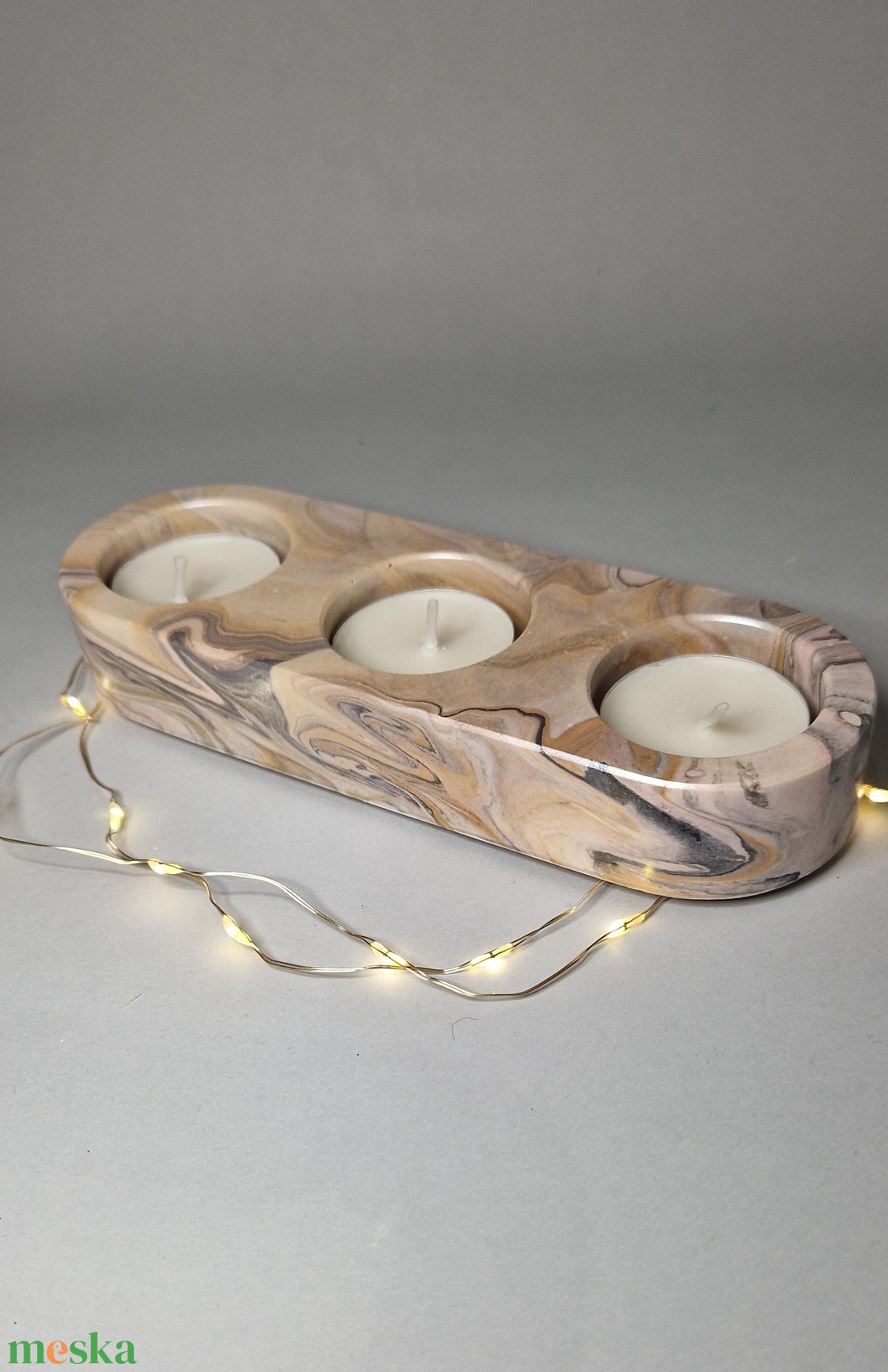 Jesmonite kezdő csomag, 3-as teamécses tartó, DIY, csináld magad csomag - diy (csináld magad) - egységcsomag - Meska.hu