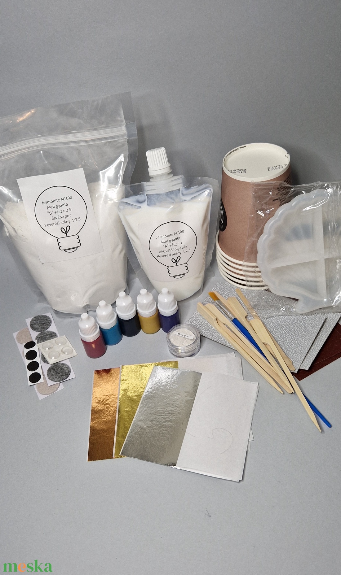 Jesmonite kezdő csomag, kagyló tároló, DIY, csináld magad csomag - diy (csináld magad) - egységcsomag - Meska.hu