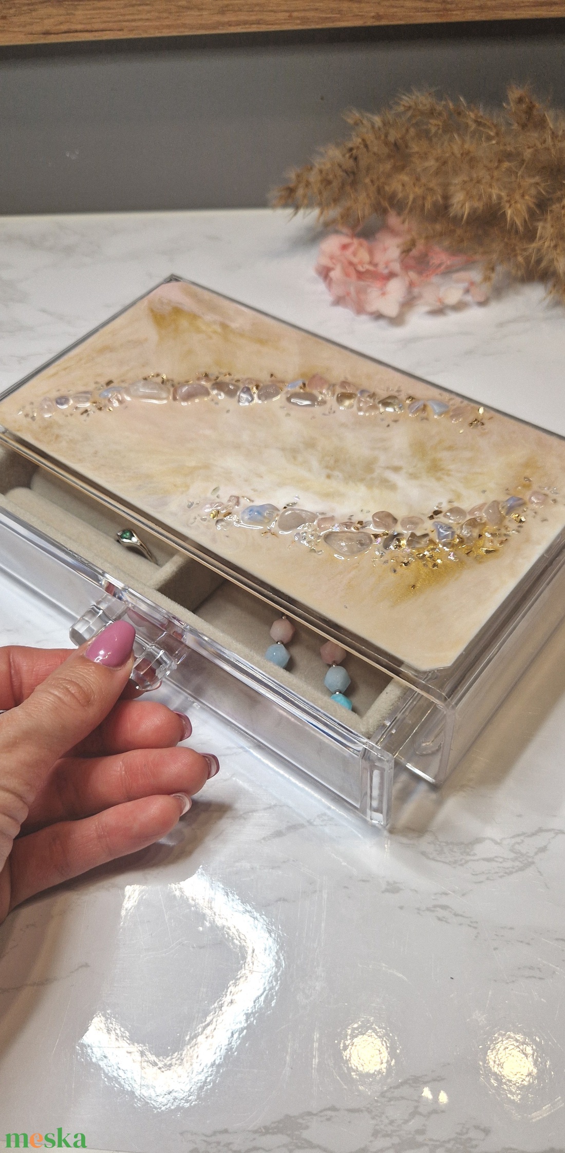 Epoxy ékszertartó doboz ásványokkal - ékszer - ékszertartó - ékszerdoboz - Meska.hu