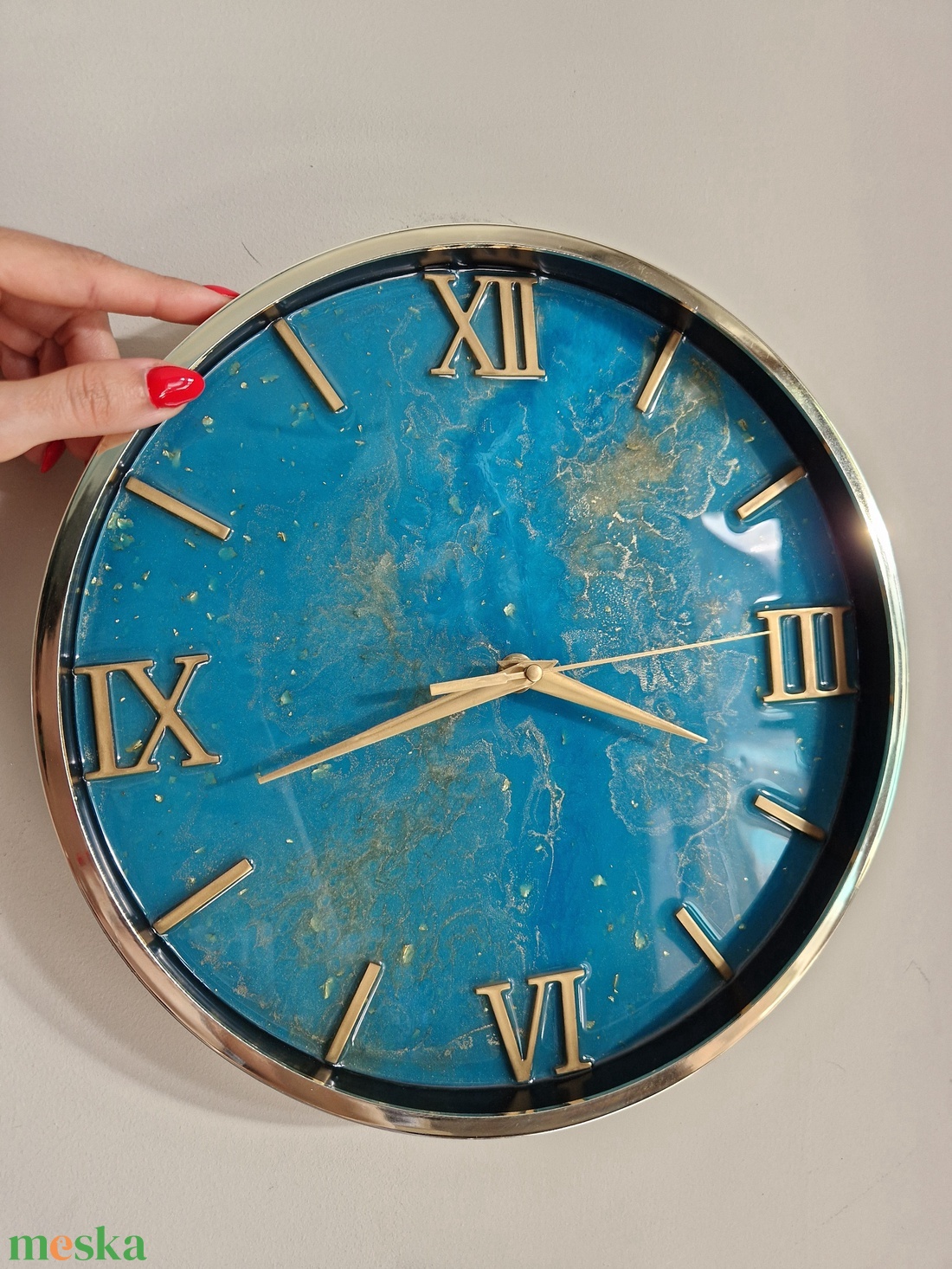 Epoxy óra arany kerettel 30cm - otthon & életmód - dekoráció - fali és függő dekoráció - falióra & óra - Meska.hu