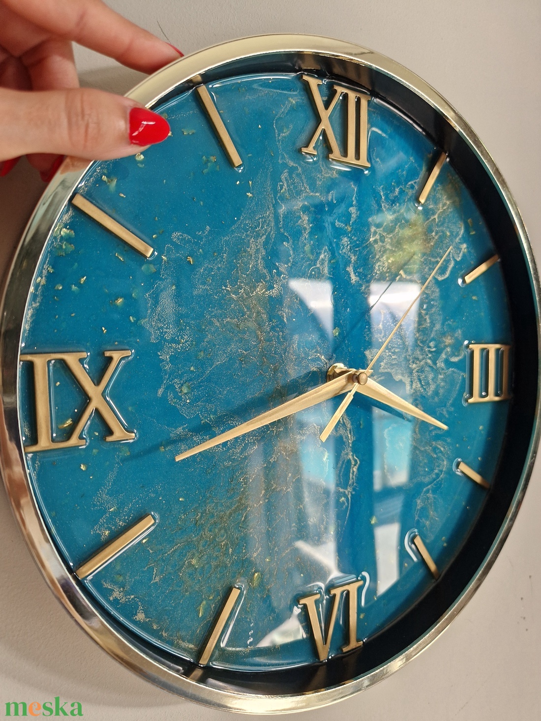 Epoxy óra arany kerettel 30cm - otthon & életmód - dekoráció - fali és függő dekoráció - falióra & óra - Meska.hu