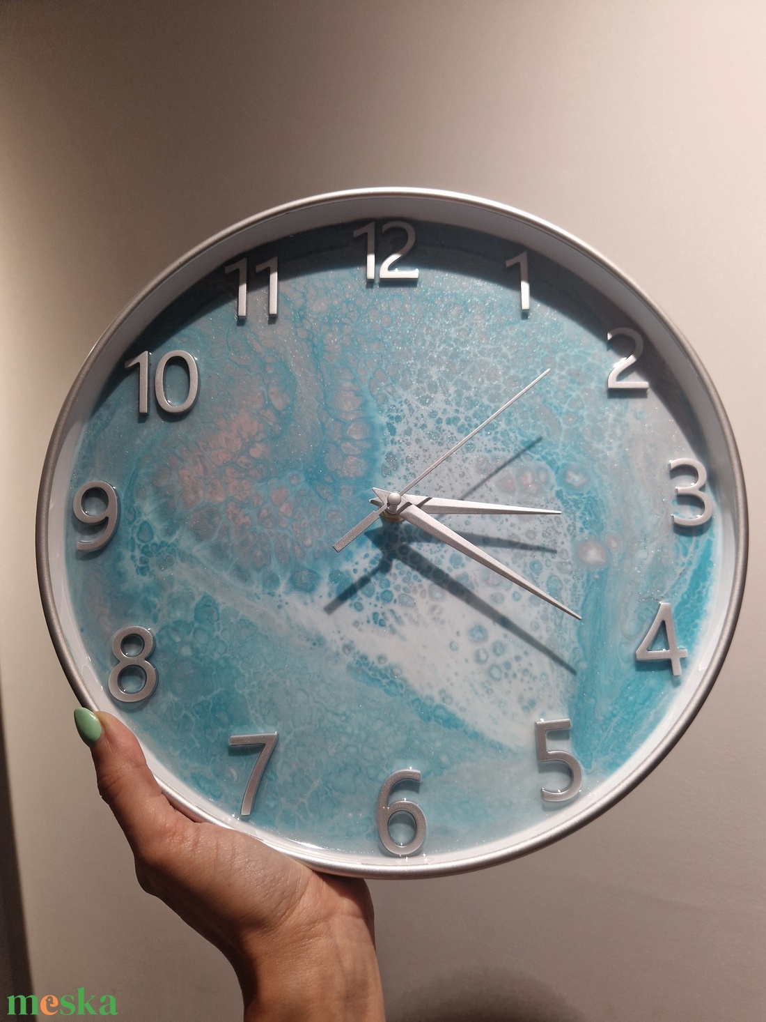 Epoxy óra ezüst kerettel 30cm - otthon & életmód - dekoráció - fali és függő dekoráció - falióra & óra - Meska.hu Epoxy óra ezüst kerettel 30cm - otthon & életmód - dekoráció - fali és függő dekoráció - falióra & óra - Meska.hu