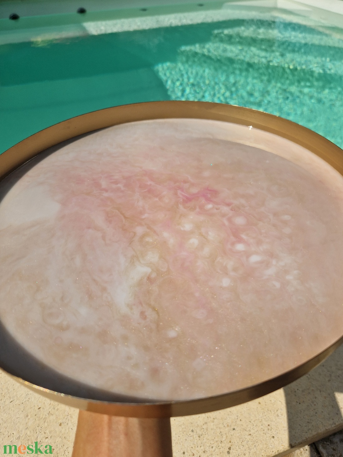 Tálca 30cm puder arany - otthon & életmód - konyhafelszerelés, tálalás - tálalás - tálca - Meska.hu