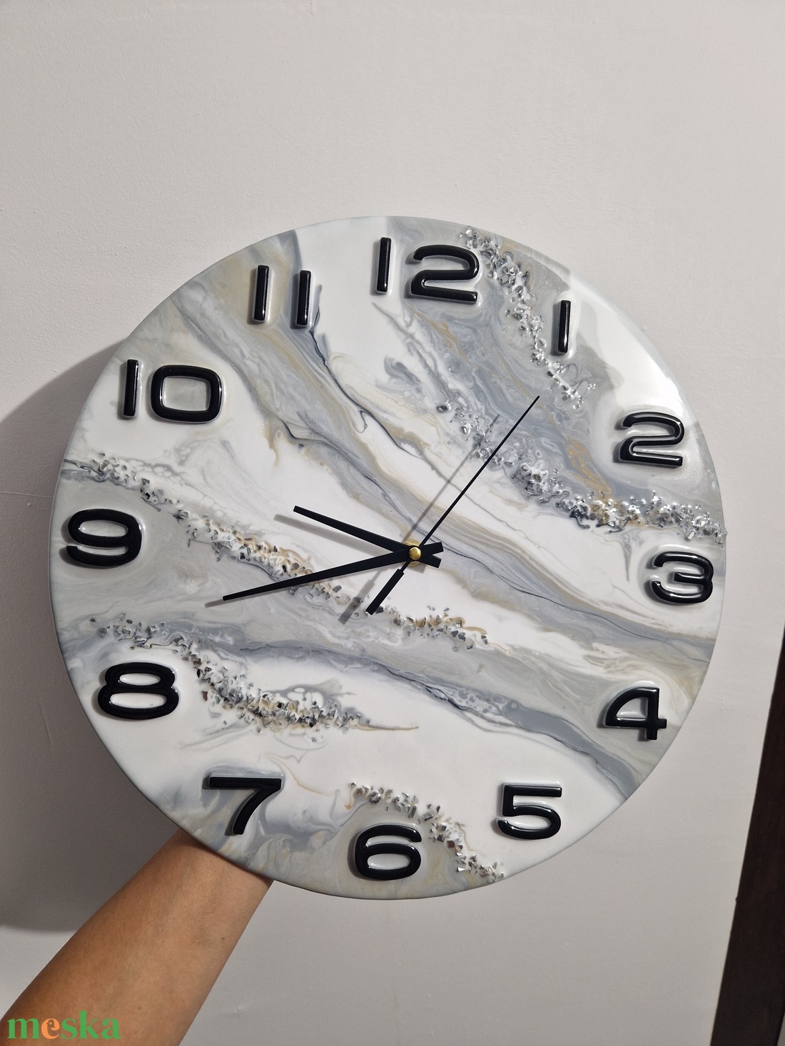 Fehér szürke márványos óra 35cm - otthon & életmód - dekoráció - fali és függő dekoráció - falióra & óra - Meska.hu Fehér szürke márványos óra 35cm - otthon & életmód - dekoráció - fali és függő dekoráció - falióra & óra - Meska.hu