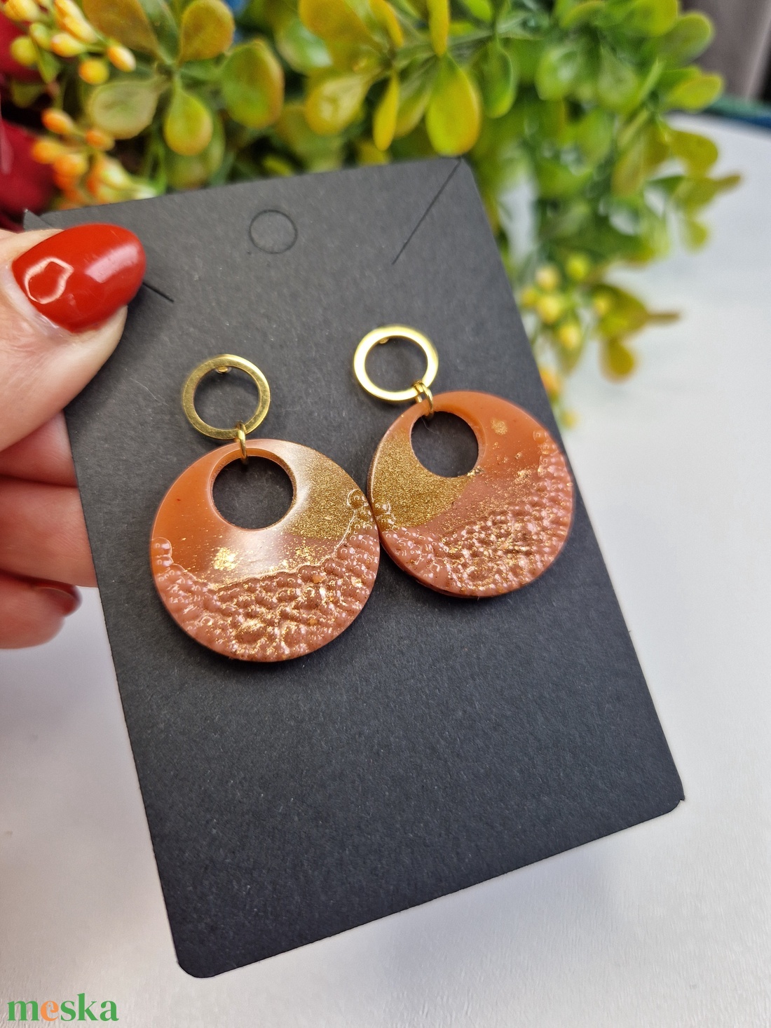 Narancs-nude-arany fülbevaló  - ékszer - fülbevaló - lógó fülbevaló - Meska.hu Narancs-nude-arany fülbevaló  - ékszer - fülbevaló - lógó fülbevaló - Meska.hu