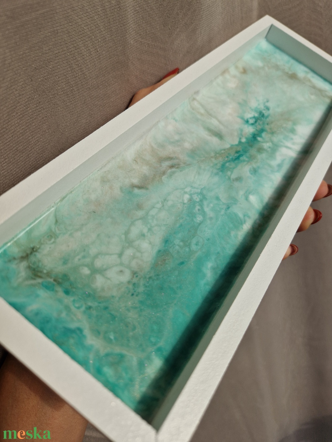 Arany zöld fehér tálca epoxyval - ékszer - ékszertartó - ékszerdoboz - Meska.hu Arany zöld fehér tálca epoxyval - ékszer - ékszertartó - ékszerdoboz - Meska.hu