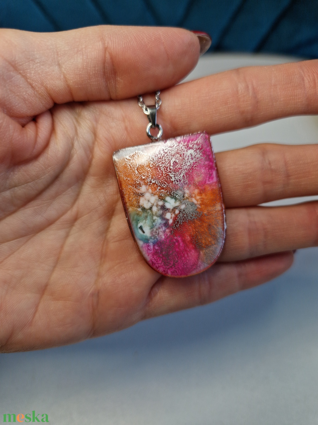 2 oldalas epoxy nyaklánc - ékszer - nyaklánc - medálos nyaklánc - Meska.hu