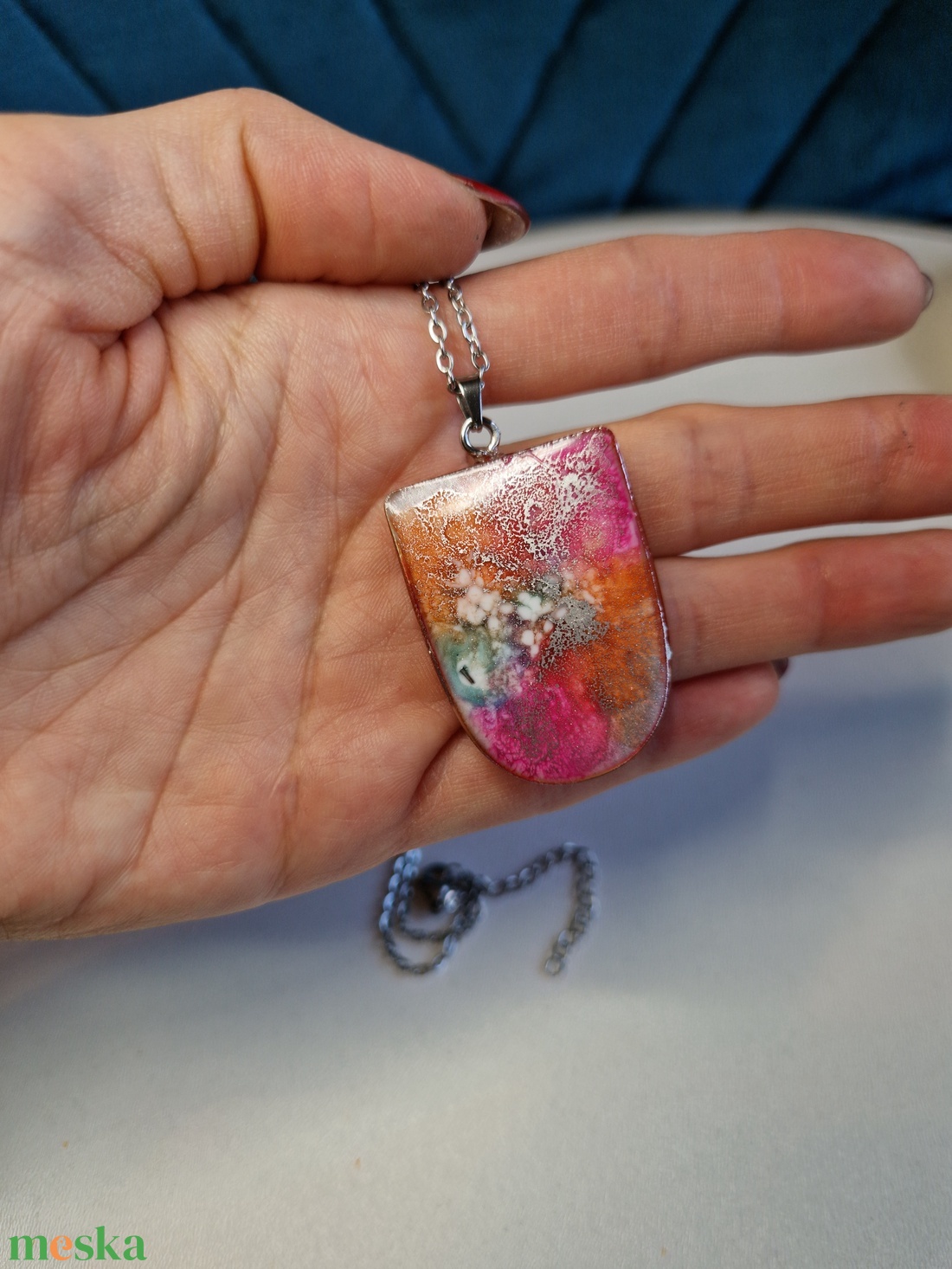 2 oldalas epoxy nyaklánc - ékszer - nyaklánc - medálos nyaklánc - Meska.hu