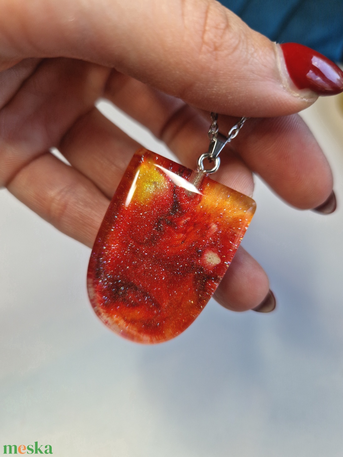 2 oldalas epoxy nyaklánc - ékszer - nyaklánc - medálos nyaklánc - Meska.hu