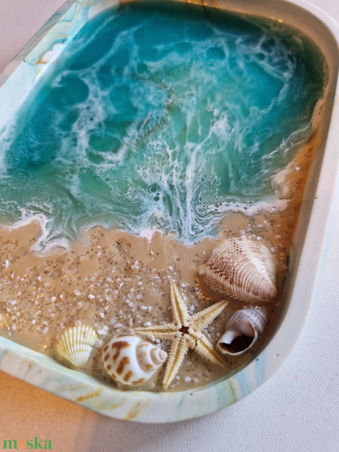  Tengerhatású tálca tároló epoxyval  - otthon & életmód - dekoráció - asztal és polc dekoráció - dekorációs tál, tartó - Meska.hu